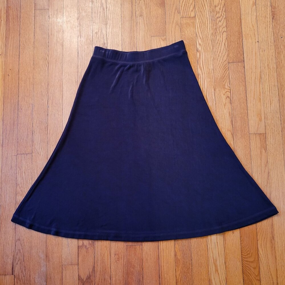 Chicos Travelers Brown A Line Skirt Size 1 Stretch Liquid Knit USA M 8